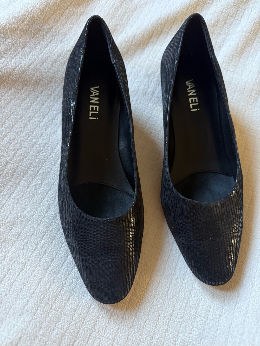 VANELi Black Textured Low Heel Pumps | Classic Career & Dress Shoes - Picture 2 of 12